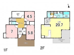 藤沢市辻堂東海岸、新築一戸建ての間取り画像です