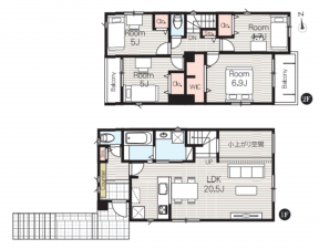 藤沢市辻堂東海岸、新築一戸建ての間取り画像です