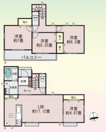 藤沢市西富、新築一戸建ての間取り画像です