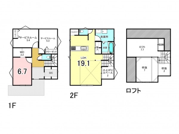 藤沢市亀井野、新築一戸建ての間取り画像です