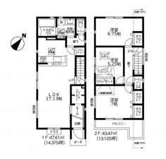 藤沢市善行坂、新築一戸建ての間取り画像です