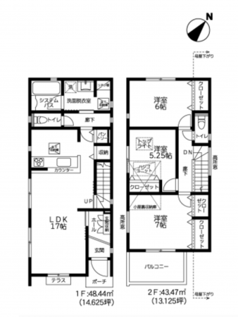 藤沢市善行坂、新築一戸建ての間取り画像です