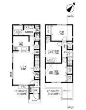 藤沢市善行坂、新築一戸建ての間取り画像です