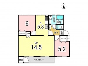 藤沢市大鋸、中古マンションの間取り画像です