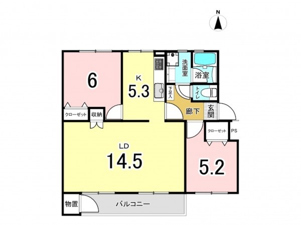 藤沢市大鋸、中古マンションの間取り画像です