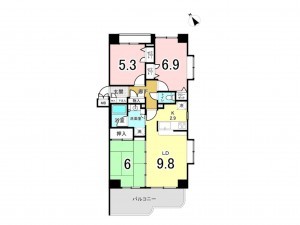 藤沢市藤沢、中古マンションの間取り画像です