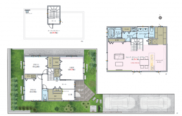 藤沢市片瀬山、新築一戸建ての間取り画像です