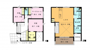 藤沢市鵠沼松が岡、新築一戸建ての間取り画像です