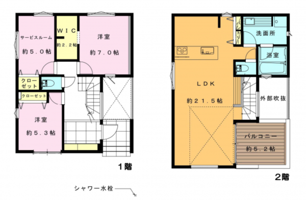 藤沢市鵠沼松が岡、新築一戸建ての間取り画像です
