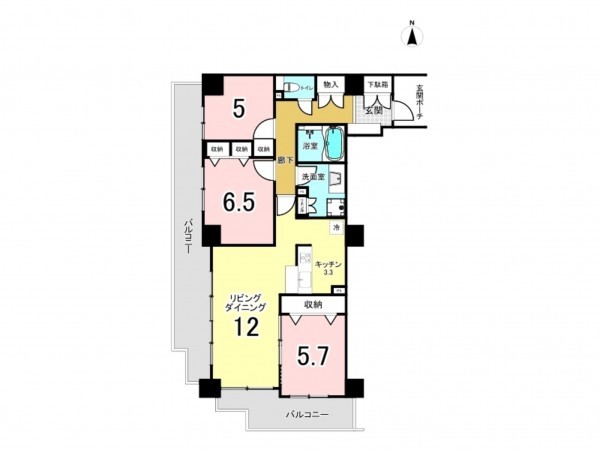 藤沢市辻堂新町、中古マンションの間取り画像です