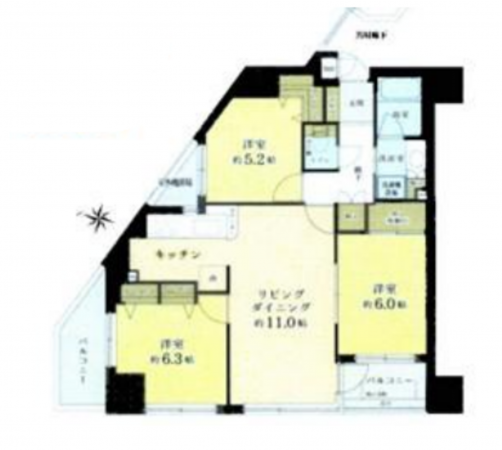 藤沢市藤沢、中古マンションの間取り画像です