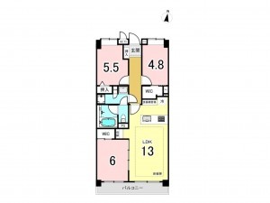 藤沢市辻堂、中古マンションの間取り画像です