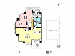 藤沢市鵠沼海岸、中古マンションの間取り画像です