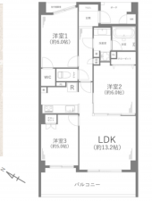 藤沢市城南、中古マンションの間取り画像です