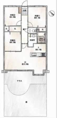 藤沢市鵠沼海岸、中古マンションの間取り画像です