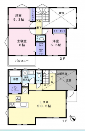 藤沢市鵠沼海岸、中古一戸建ての間取り画像です