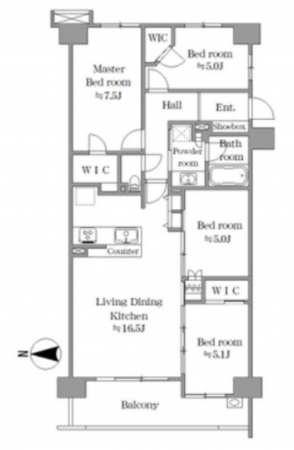 藤沢市辻堂西海岸、中古マンションの間取り画像です