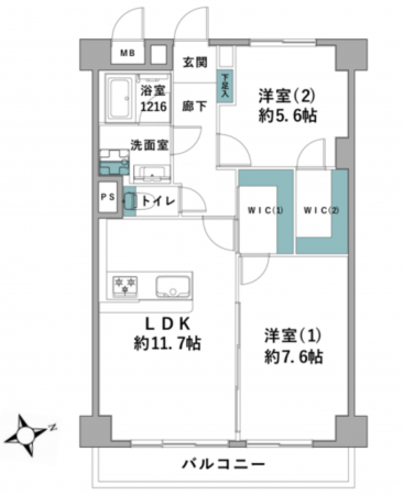 藤沢市藤沢、中古マンションの間取り画像です