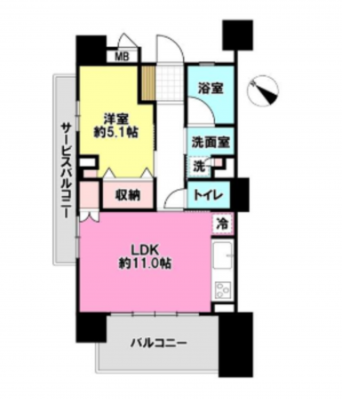 藤沢市藤が岡、中古マンションの間取り画像です
