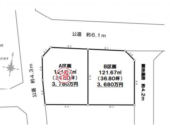 藤沢市本藤沢、土地の間取り画像です