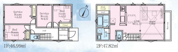藤沢市辻堂東海岸、新築一戸建ての間取り画像です