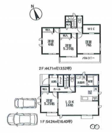 藤沢市辻堂元町、新築一戸建ての間取り画像です