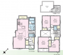 藤沢市城南、新築一戸建ての間取り画像です