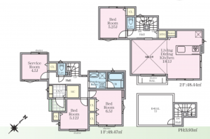 藤沢市城南、新築一戸建ての間取り画像です
