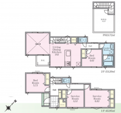 藤沢市城南、新築一戸建ての間取り画像です