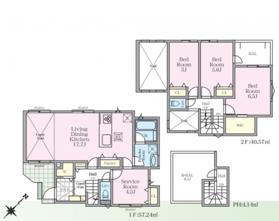 藤沢市城南、新築一戸建ての間取り画像です