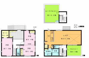 藤沢市柄沢、新築一戸建ての間取り画像です