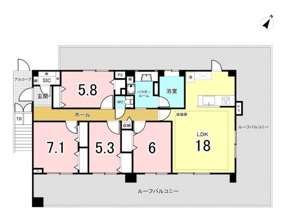 藤沢市本鵠沼、中古マンションの間取り画像です