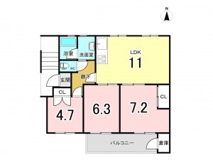 藤沢市大鋸、中古マンションの間取り画像です