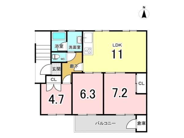 藤沢市大鋸、中古マンションの間取り画像です