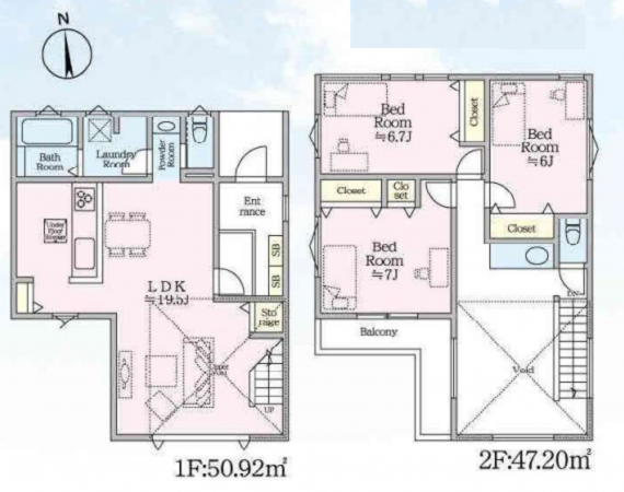 藤沢市片瀬山、新築一戸建ての間取り画像です