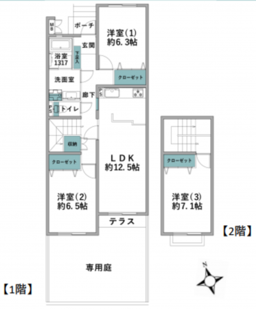 藤沢市大庭、中古マンションの間取り画像です