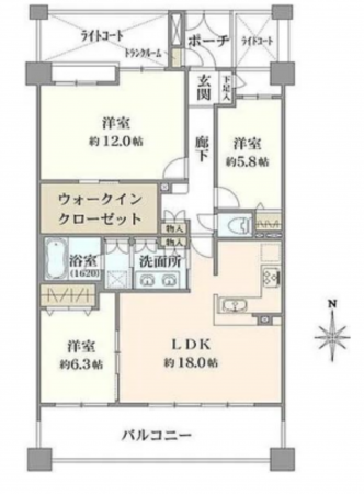 藤沢市善行坂、中古マンションの間取り画像です