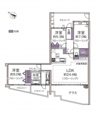 藤沢市片瀬、中古マンションの間取り画像です
