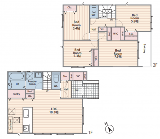 藤沢市善行、新築一戸建ての間取り画像です