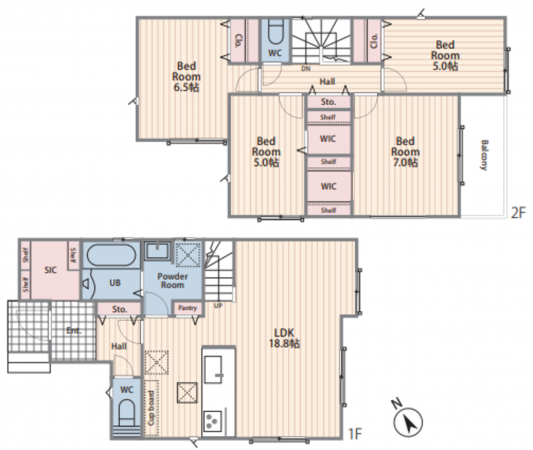 藤沢市善行、新築一戸建ての間取り画像です