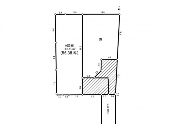 藤沢市鵠沼桜が岡、土地の間取り画像です