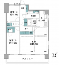 藤沢市藤沢、中古マンションの間取り画像です