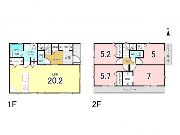藤沢市大庭、新築一戸建ての間取り画像です