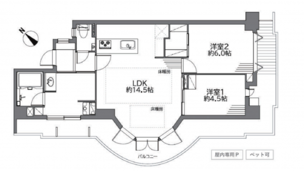 藤沢市片瀬海岸、中古マンションの間取り画像です