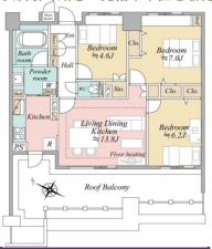 藤沢市大鋸、中古マンションの間取り画像です