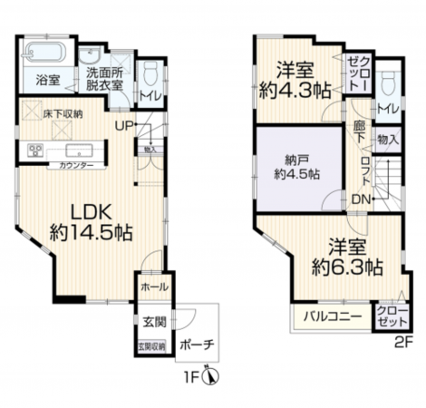 藤沢市辻堂、中古一戸建ての間取り画像です