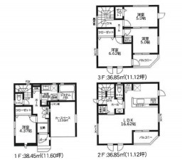 藤沢市湘南台、新築一戸建ての間取り画像です