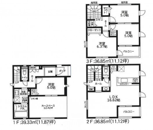 藤沢市湘南台、新築一戸建ての間取り画像です