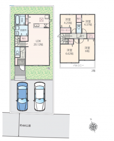 藤沢市遠藤、新築一戸建ての間取り画像です