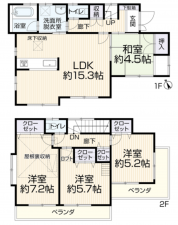 藤沢市打戻、中古一戸建ての間取り画像です